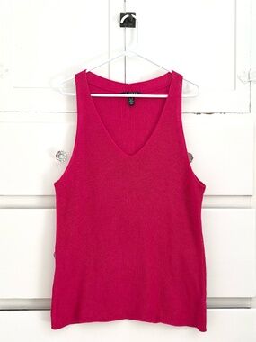 Lauren Ralph Lauren Pink Cotton Knit Tank Top V Neck Sleeveless Knit XL